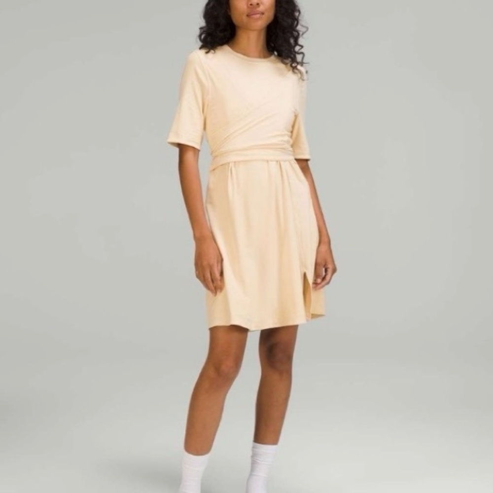 Lululemon Cotton Wrap-Front T-Shirt Dress Prosecco 10